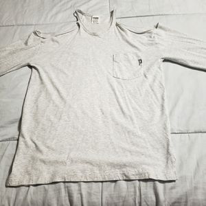 Pink cold shoulder shirt